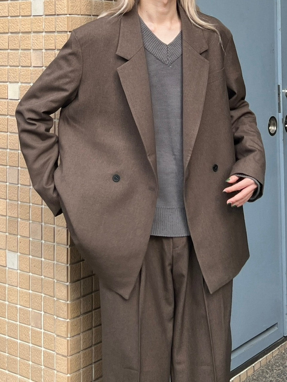 受注制【Chikashitsu +】set up overfit double jacket (3color)