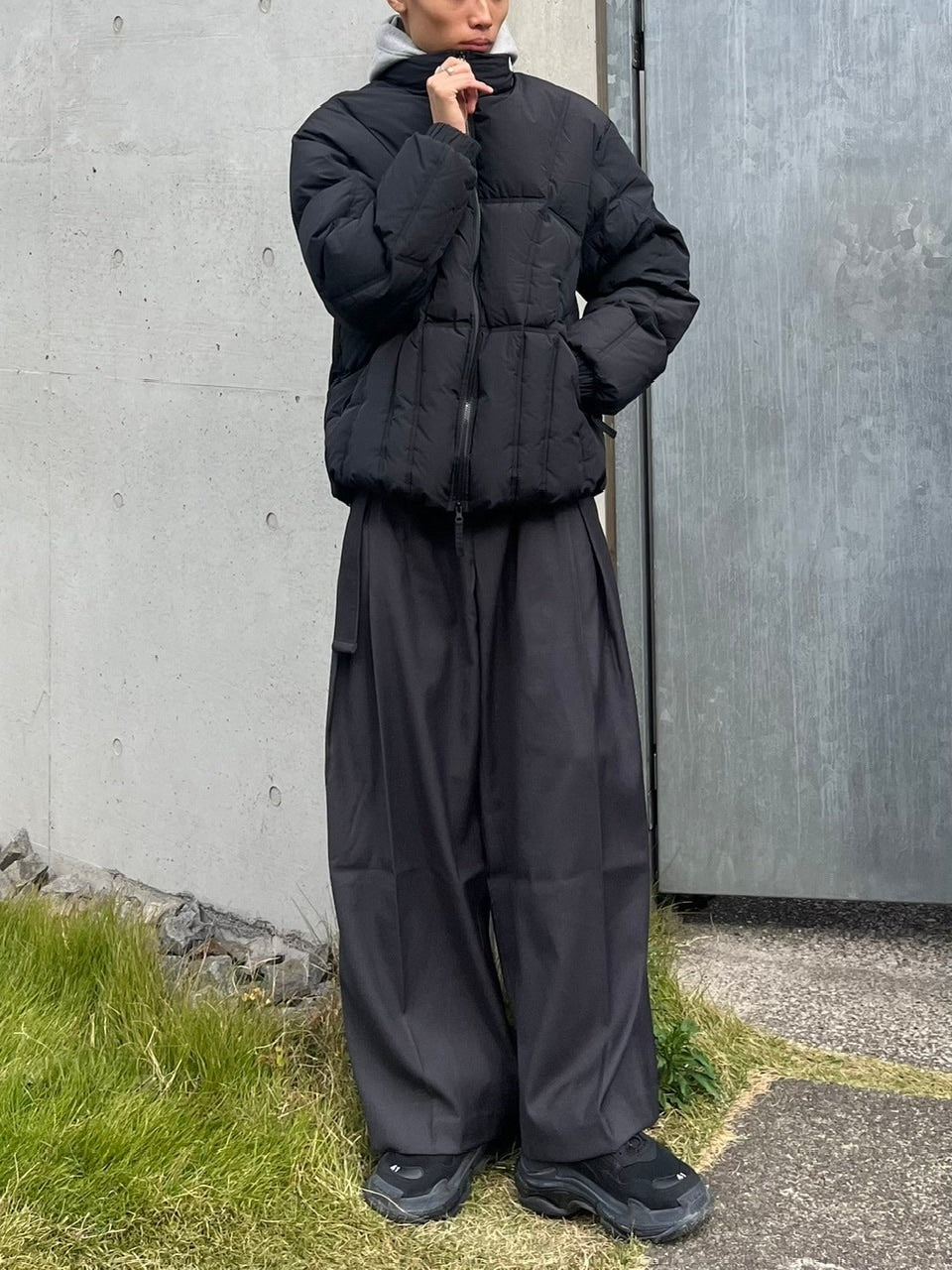 受注制【Chikashitsu +】belt wide slacks (3color)