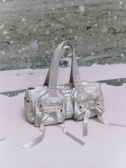 【NOT KNOWING】Double Ribbon Cargo Duffle Bag