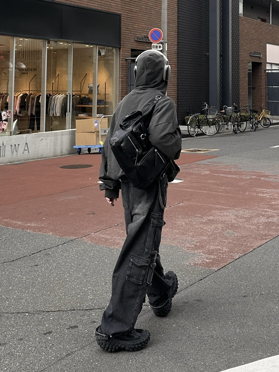 受注制【Chikashitsu +】vintage wash cargo denim pants (2color)