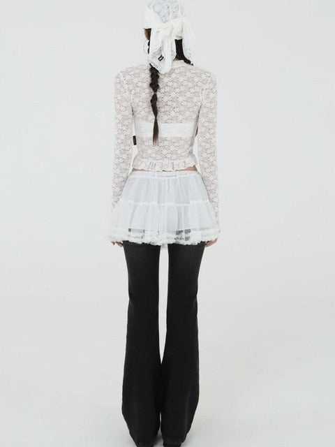 【Uglyshadow】MESH FRILL CANCAN SKIRT