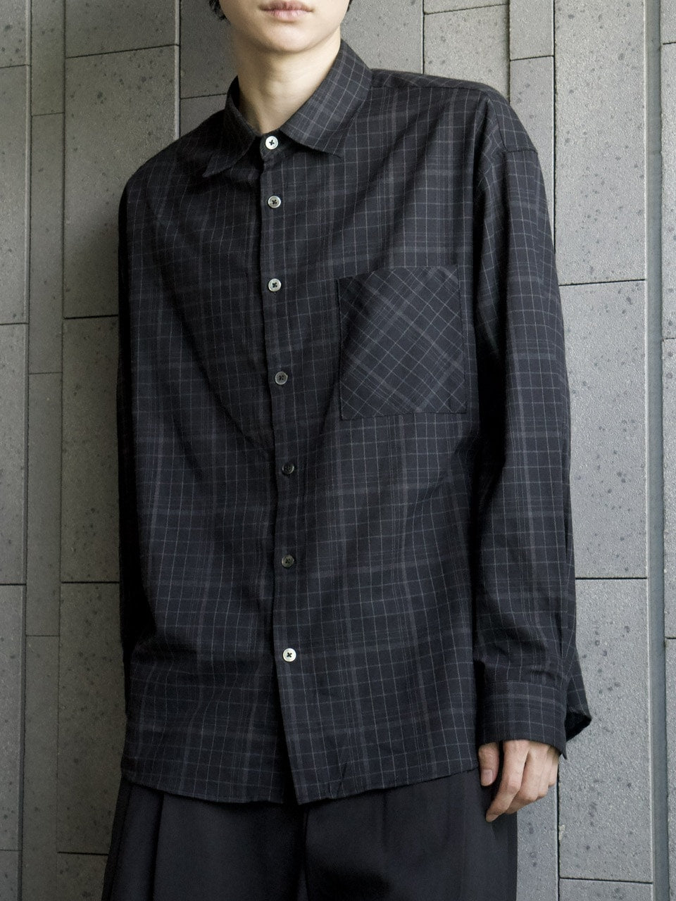 東京店WEB限定【Chikashitsu +】glen check regular shirt(2color)