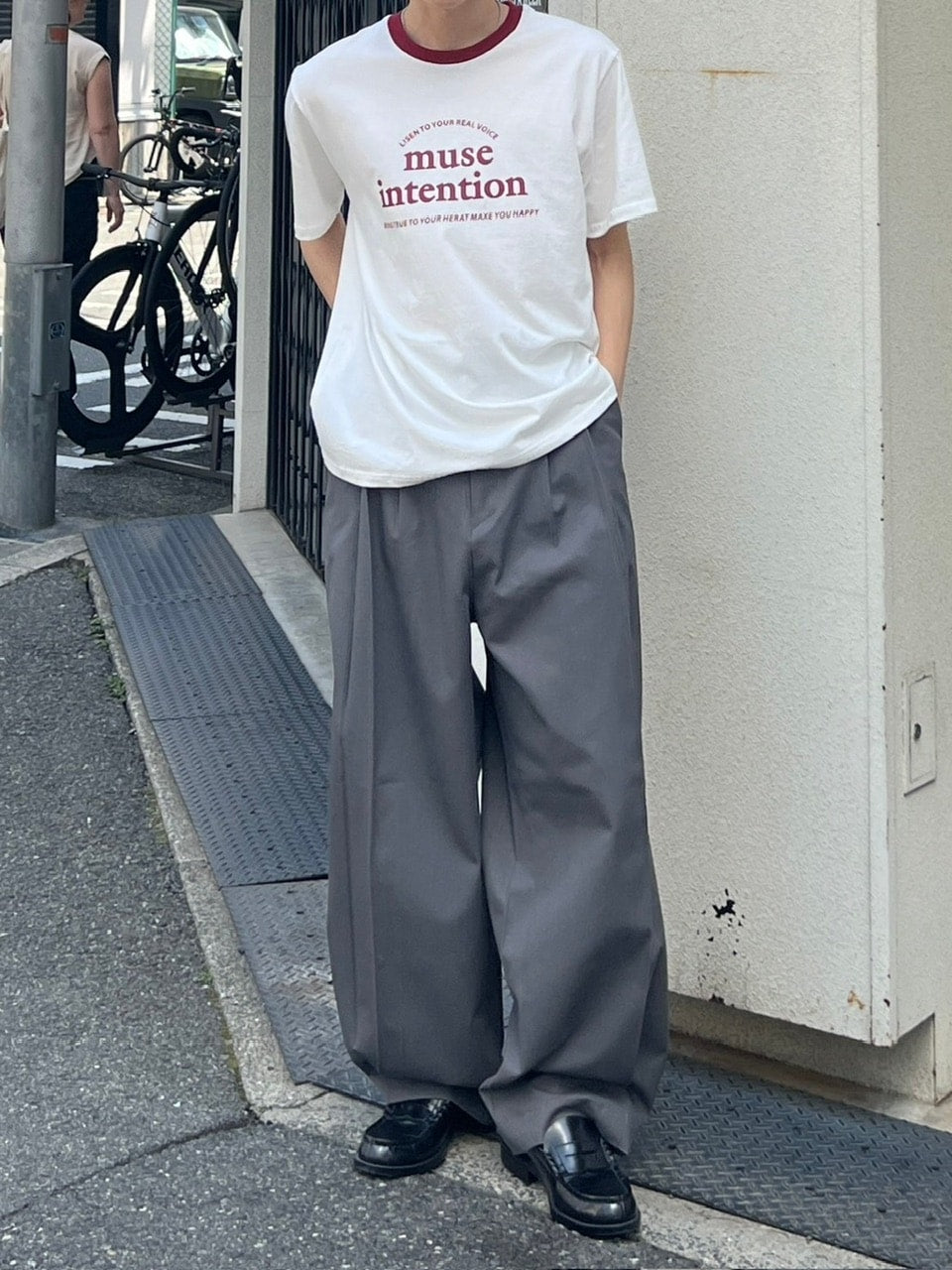 大阪店WEB限定受注制【Chikashitsu +】2tuck wide cotton pants (2color)
