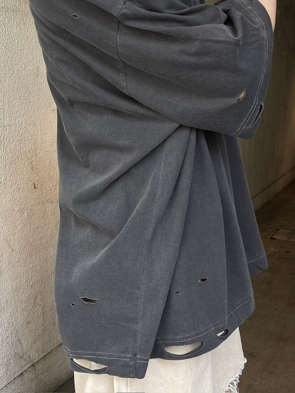 【Chikashitsu +】pigment damage overfit t-shirt (2color)