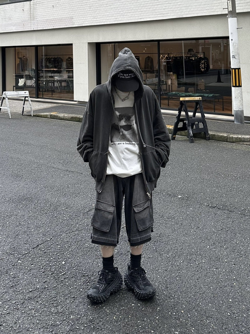 大阪店WEB限定受注制【Chikashitsu +】multi pocket denim half pants (2color)