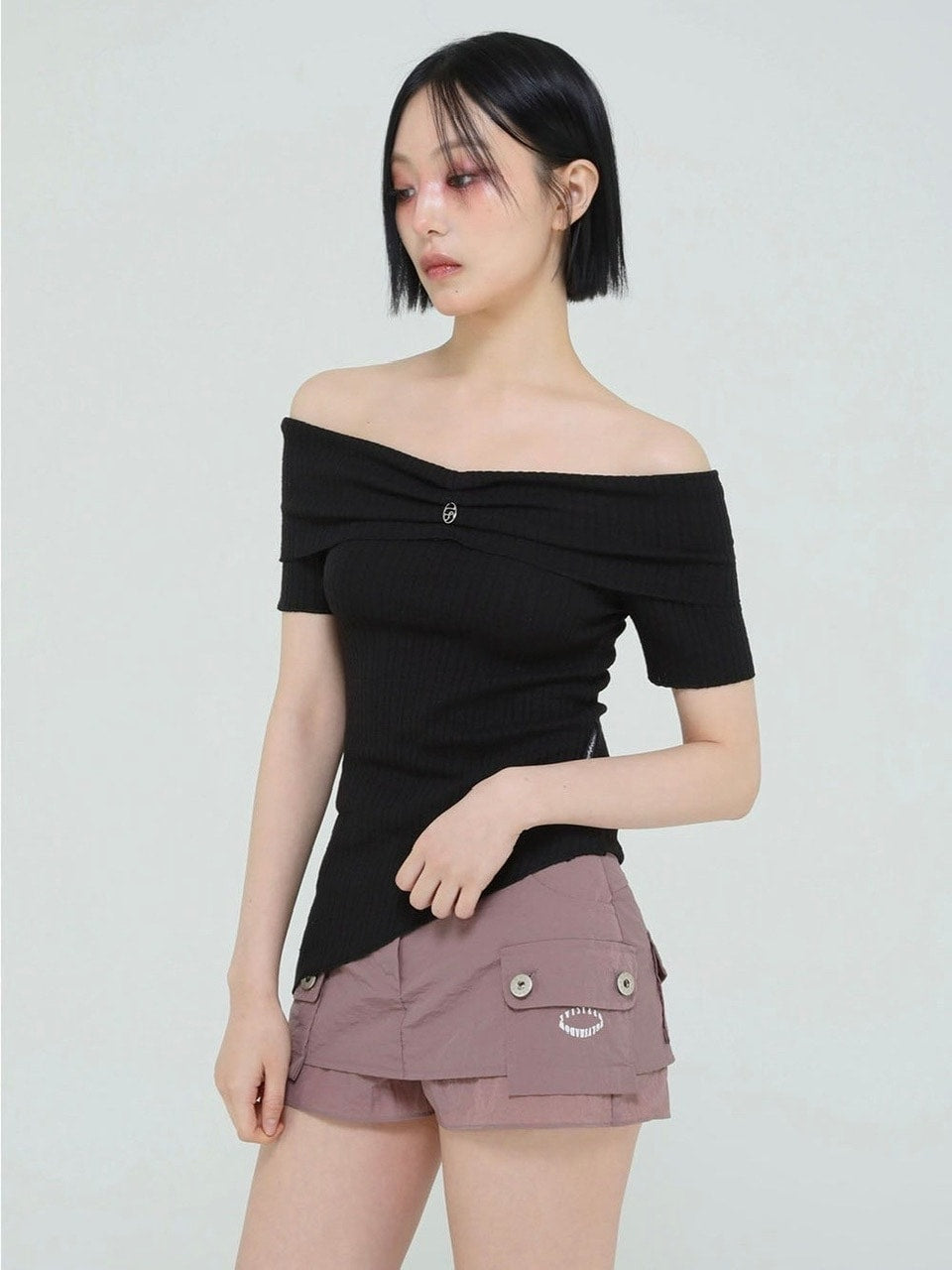 【Uglyshadow】UNBALANCED KNIT OFF SHOULDER
