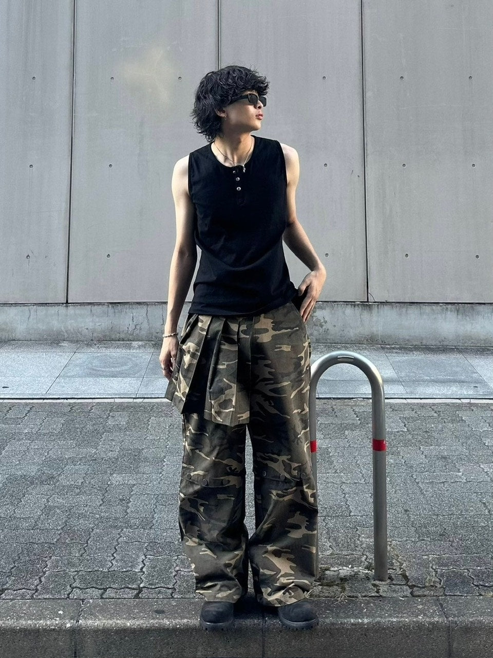 【Chikashitsu +】henry neck sleeveless (3color) / 【チカシツプラス】ヘンリーネックタンクトップ