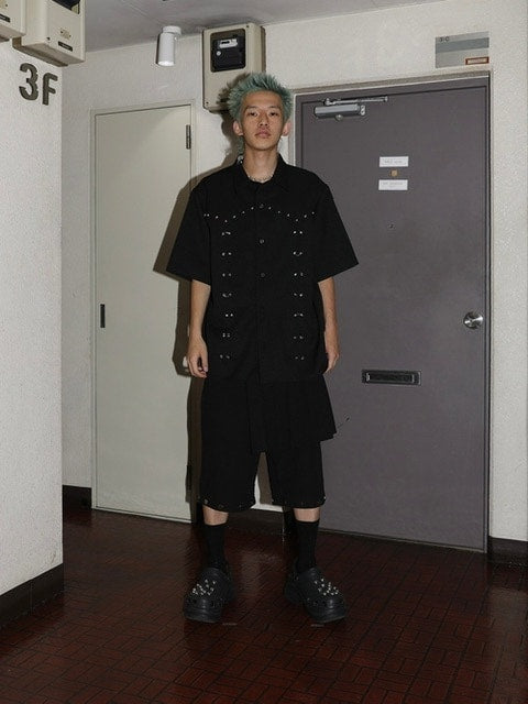 【ESC STUDIO】skirt layered snap pants