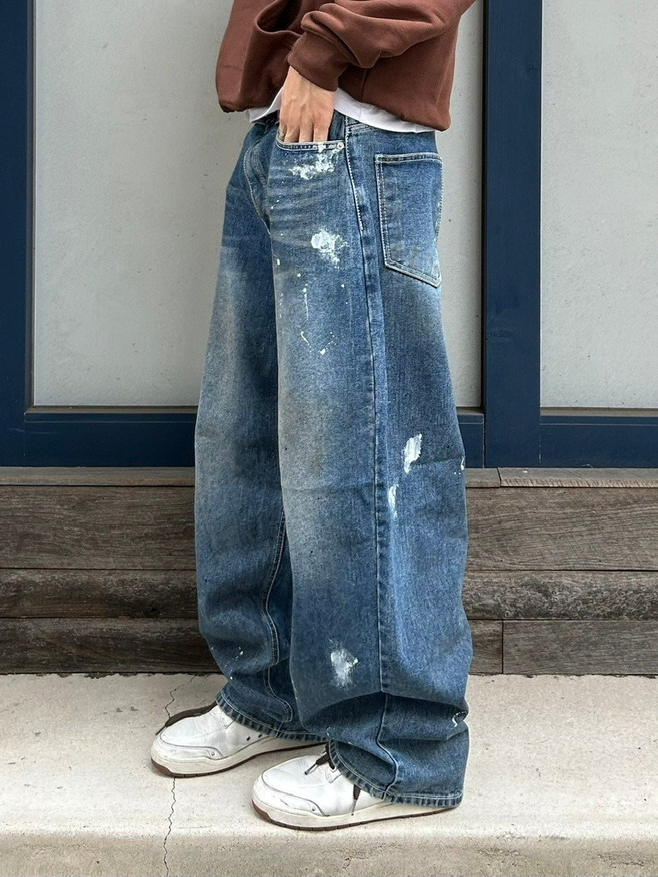 受注制【Chikashitsu +】painted buggy denim pants / 【チカシツプラス】ペイントバギーパンツデニムパンツ