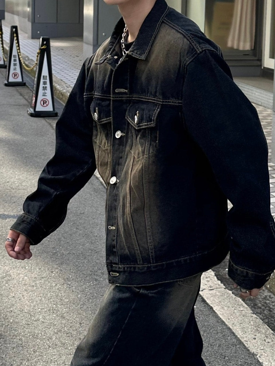 受注制【Chikashitsu +】vintage wash denim jacket 2 (2color)