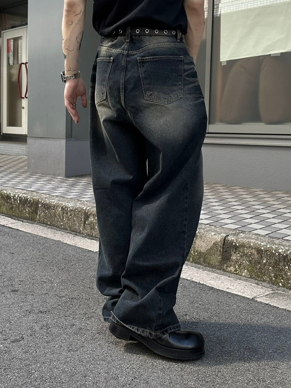 受注制【Chikashitsu +】vintage wash straight denim pants (2color) / 【チカシツプラス】ヴィンテージウォッシュストレートデニムパンツ