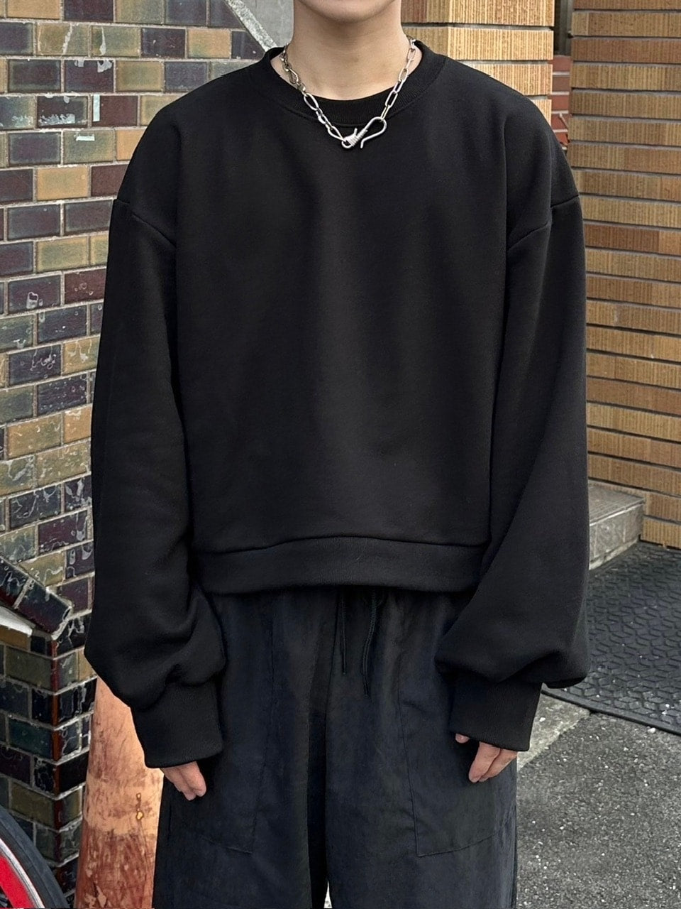 受注制【Chikashitsu +】unisex cropped balloon sweat (3color