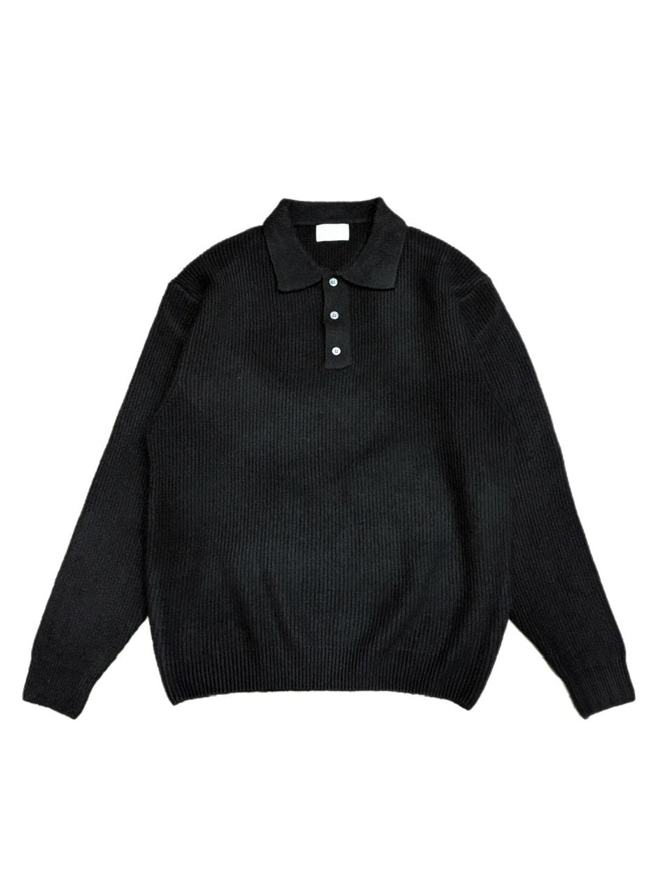 受注制【Chikashitsu +】wool touch lib knit polo (4color) / 【チカシツプラス】ウールタッチリブ長袖ニット