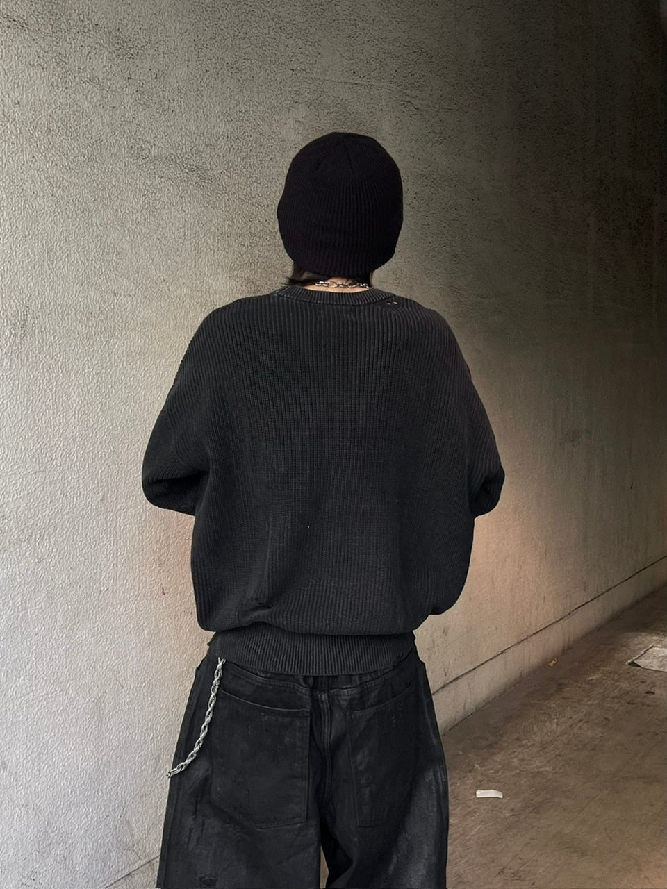 【Chikashitsu +】vintage wash damage knit (3color) / 【チカシツプラス】ビンテージウォッシュダメージ長袖ニット