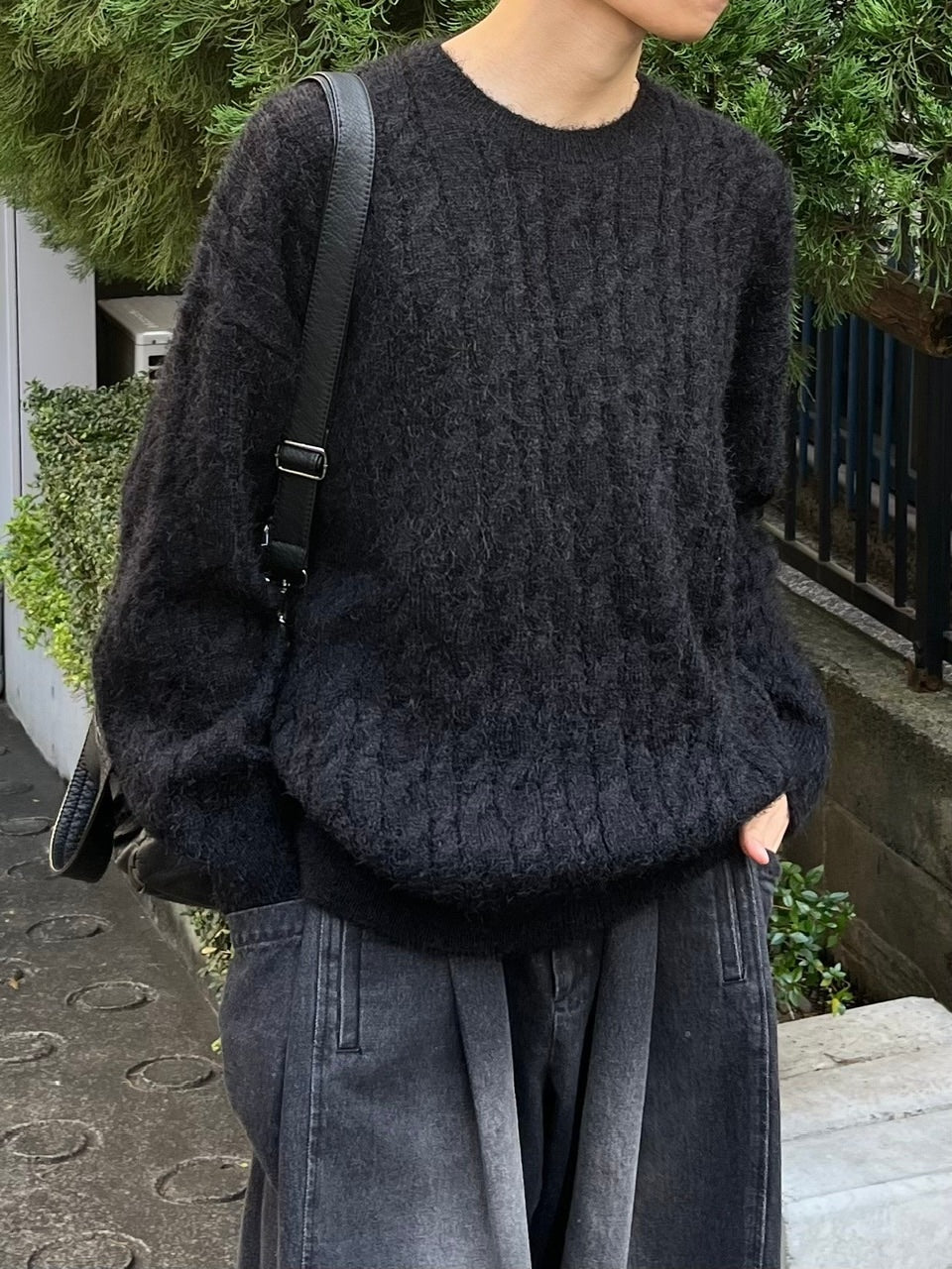 受注制【Chikashitsu +】angora like cable knit (3color)