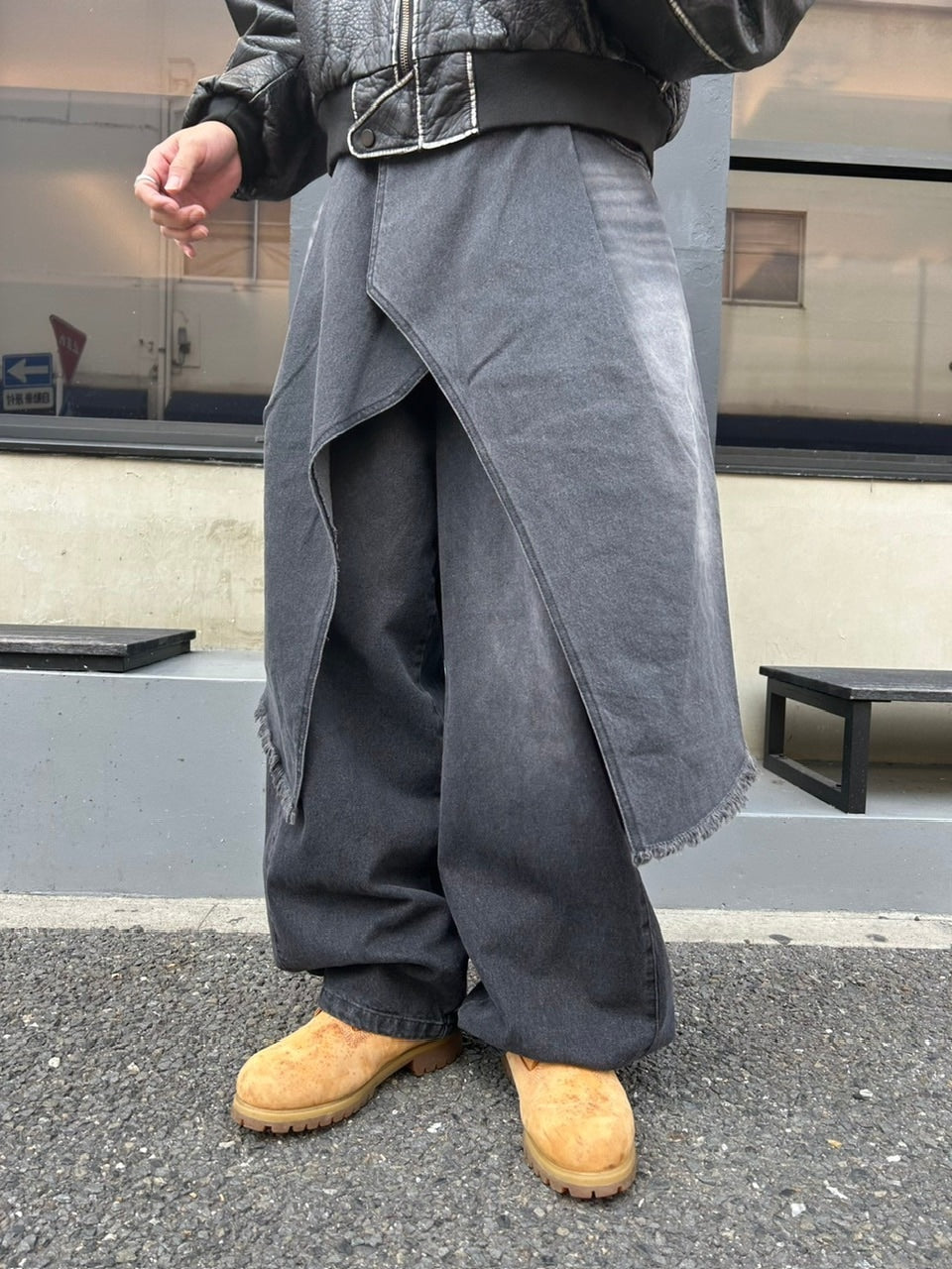 受注制【Chikashitsu +】wrapping design denim skirt (2color)