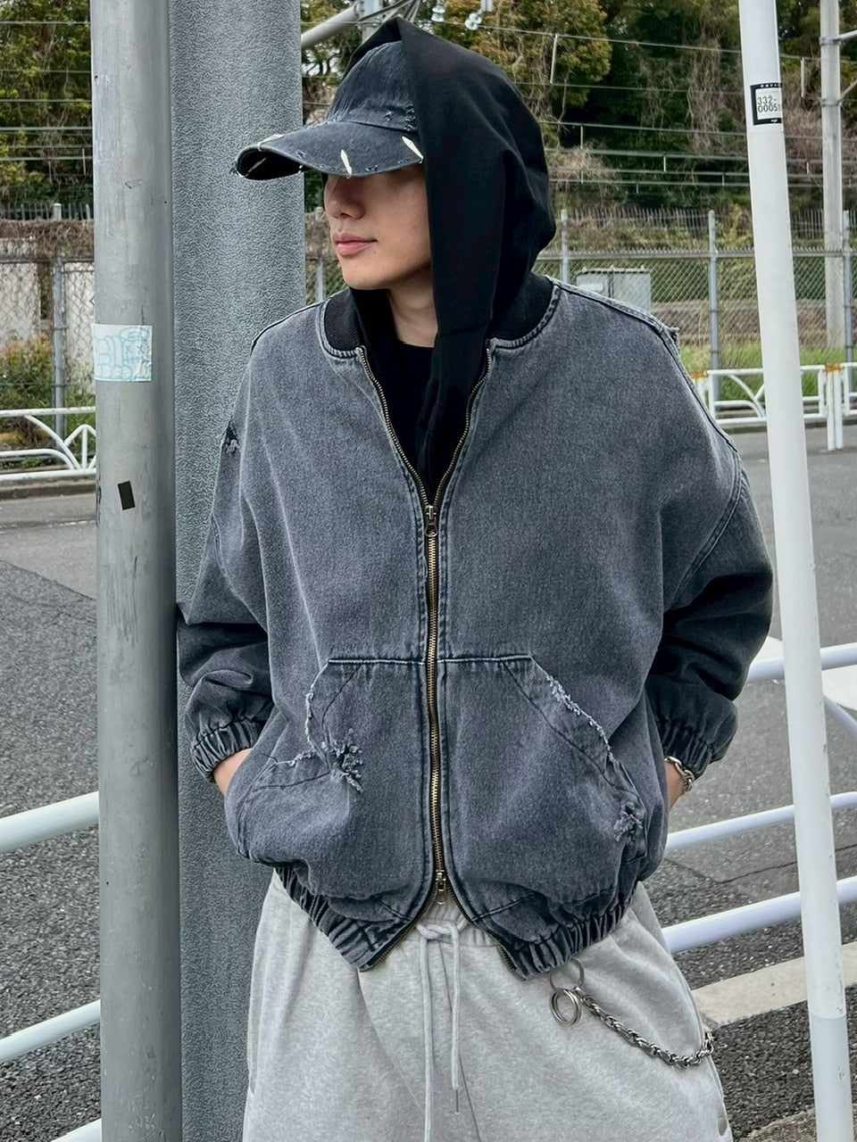 【Chikashitsu +】denim flight bomber jacket (2color)