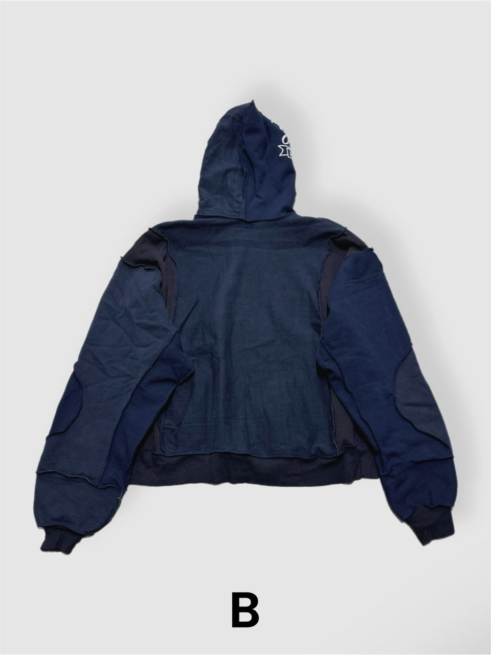 【Re +】double zip cutting switch hoodie (navy)
