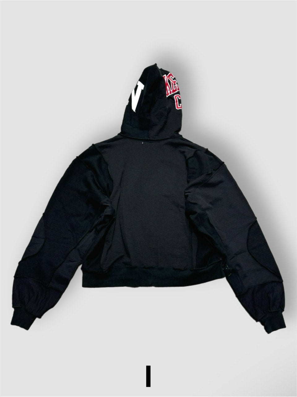 【Re +】double zip cutting switch hoodie (black)