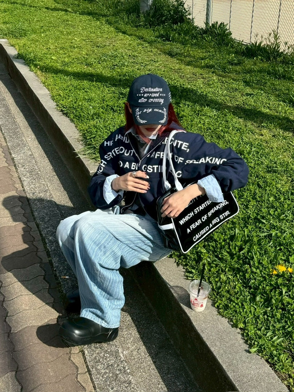 受注制【Chikashitsu +】wide stripe denim pants / 【チカシツプラス】ストライプボーダーワイドデニムパンツ