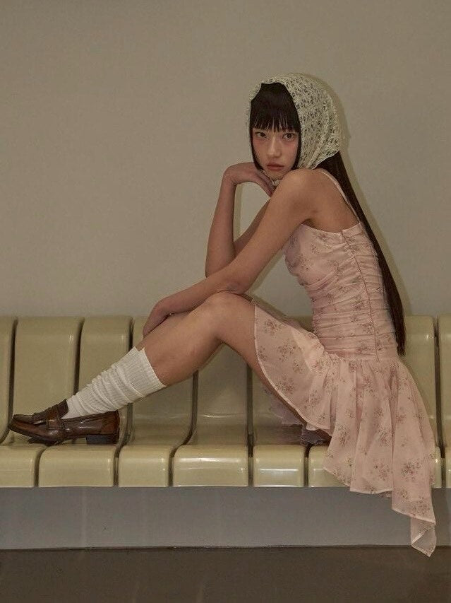 【ODDONEOUT】FLOWER SHIRRING ONE PIECE / 【オッドワンアウト】フラワーシャーリングキャミソールワンピース