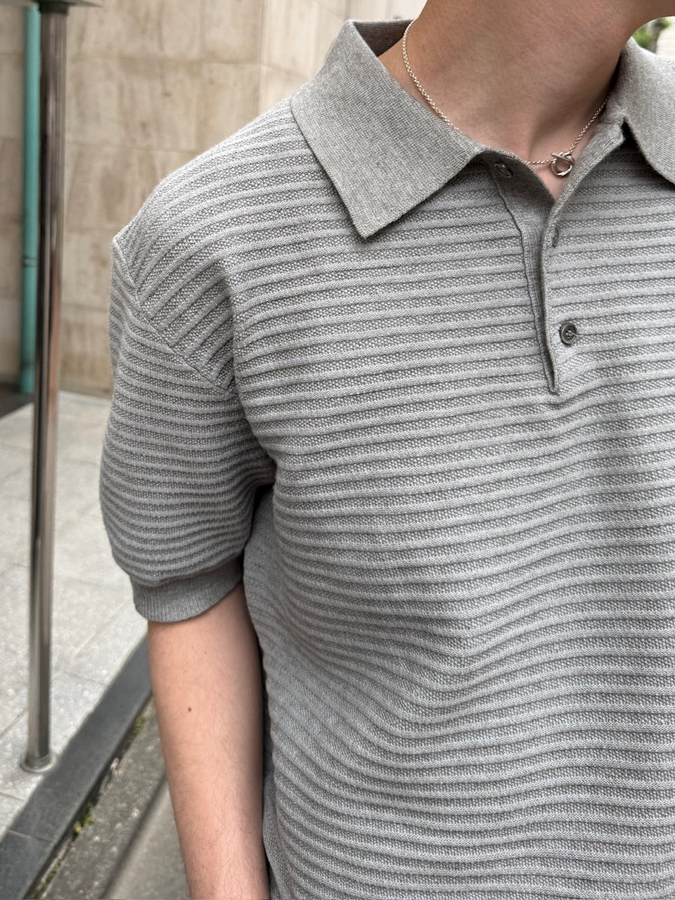東京店WEB限定受注制【Chikashitsu +】Dry-Touch Rib Knit Polo