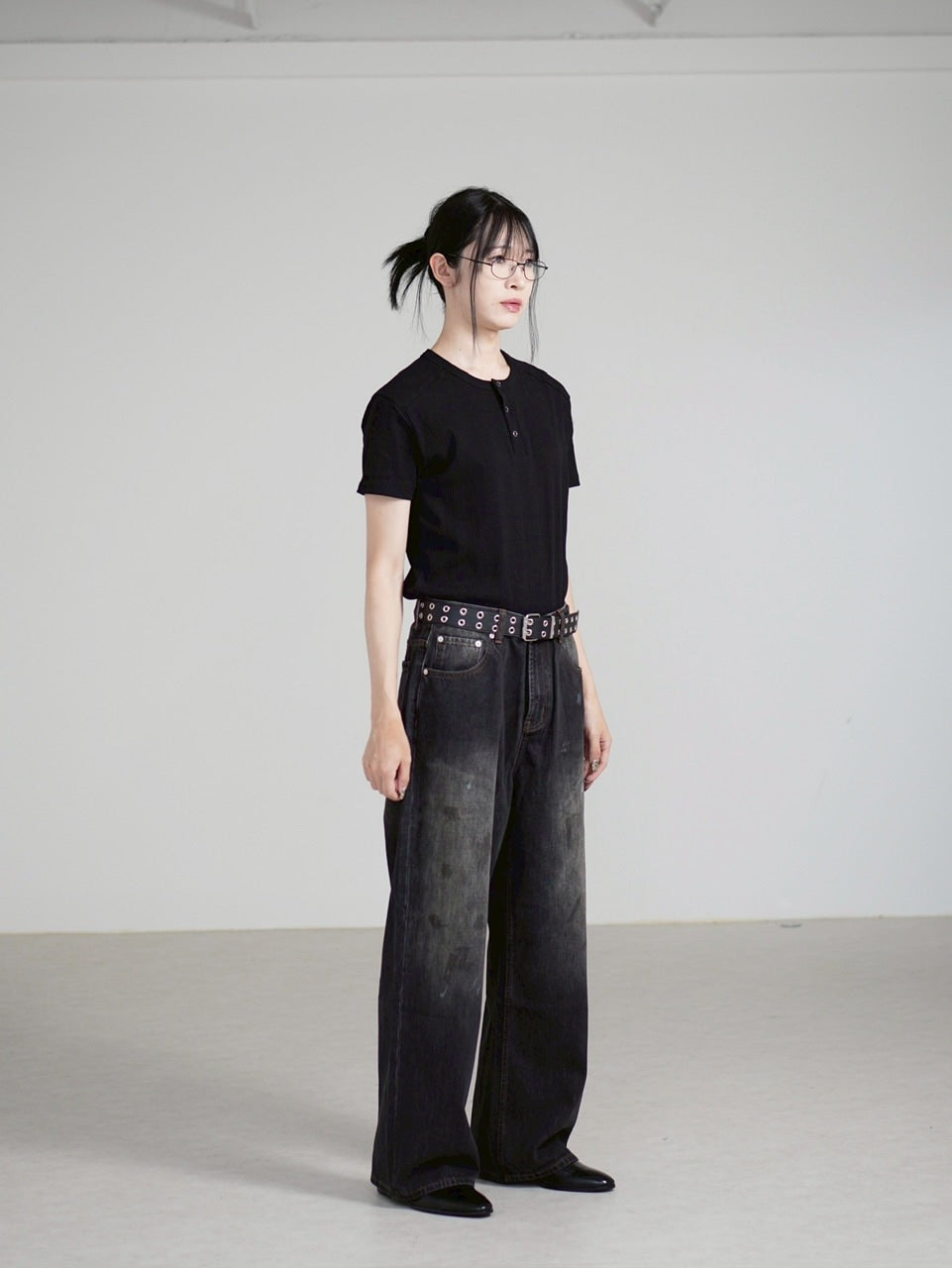 受注制【Chikashitsu +】henley neck half sleeve tee (3color
