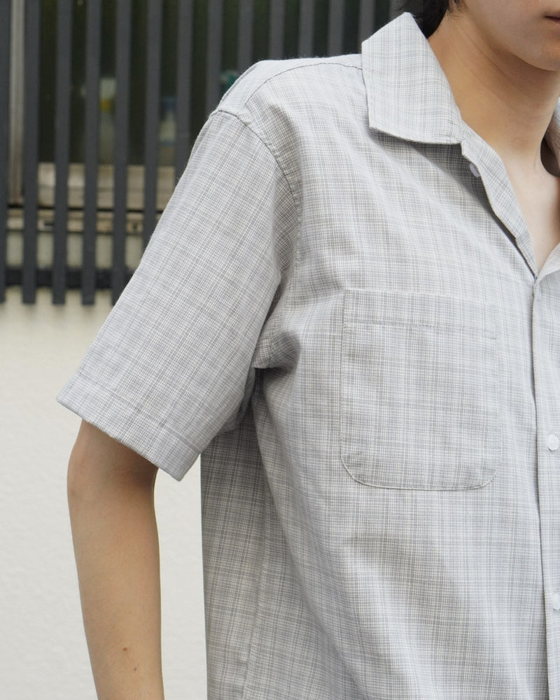 東京店WEB限定受注制【Chikashitsu +】Open collar check shirt (2color)