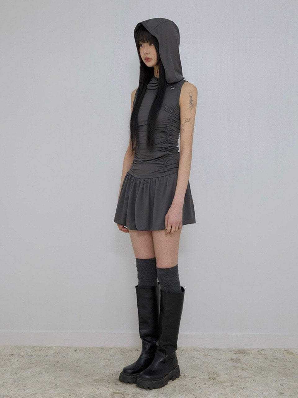 【FLAREUP】Hooded High Neck Dress