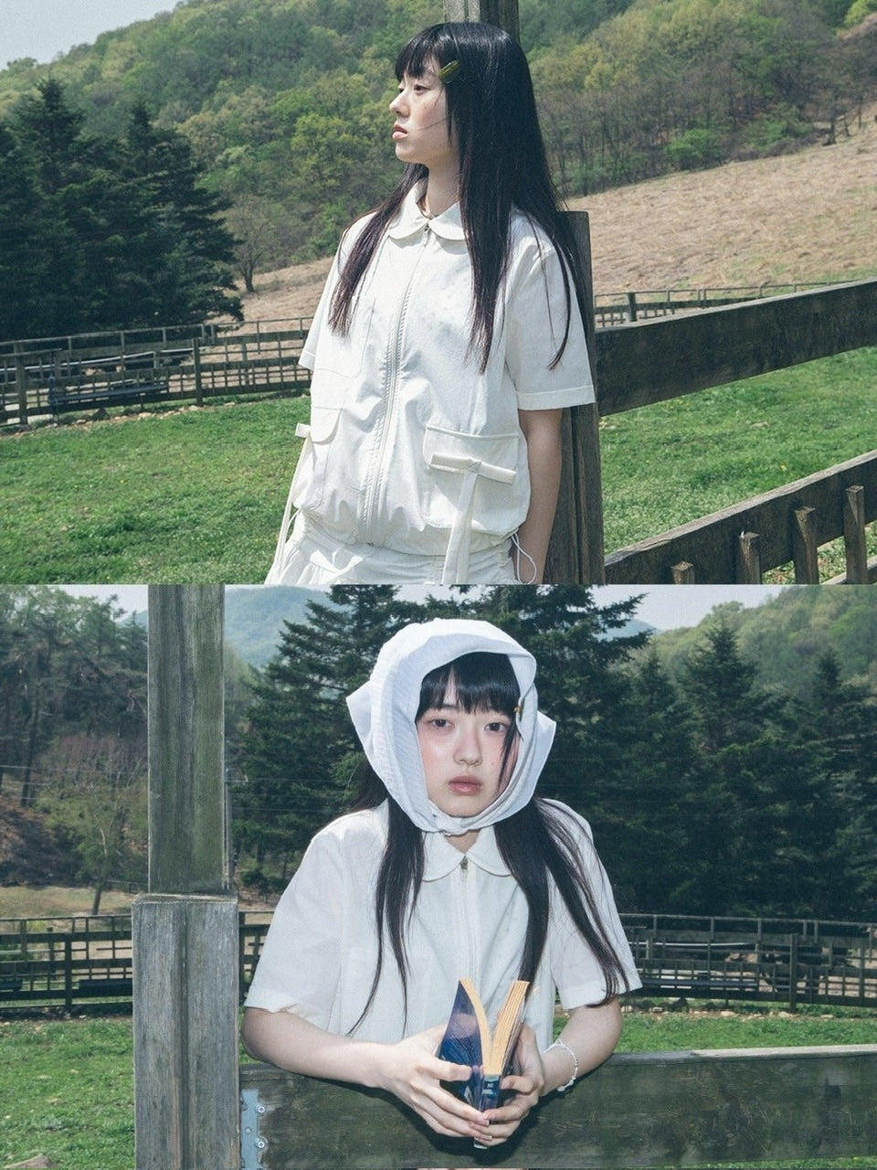 【TUOMIO】ROUND COLLAR NYLON ZIP-UP / 【トゥオミオ】ラウンドカラーナイロン半袖シャツジャケット