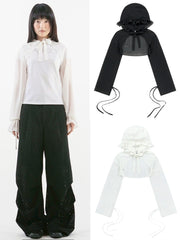 【TUOMIO】CHIFFON HOODED BOLERO / 【トゥオミオ】シフォンフードボレロ