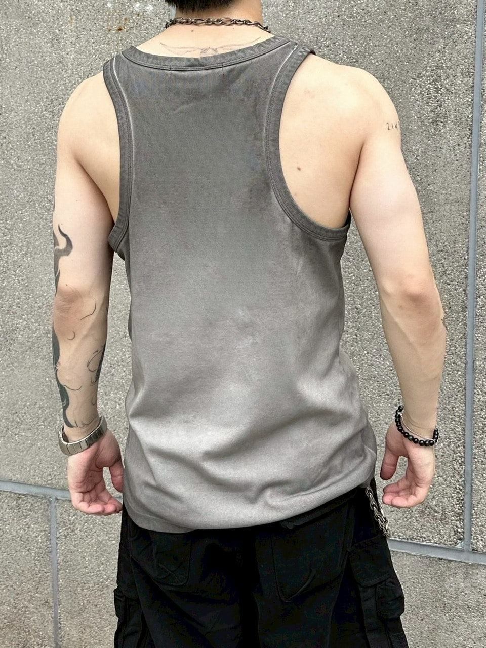 受注制【Chikashitsu +】dirty wash sleeveless / 【チカシツプラス】ダーティウォッシュタンクトップ (2color)