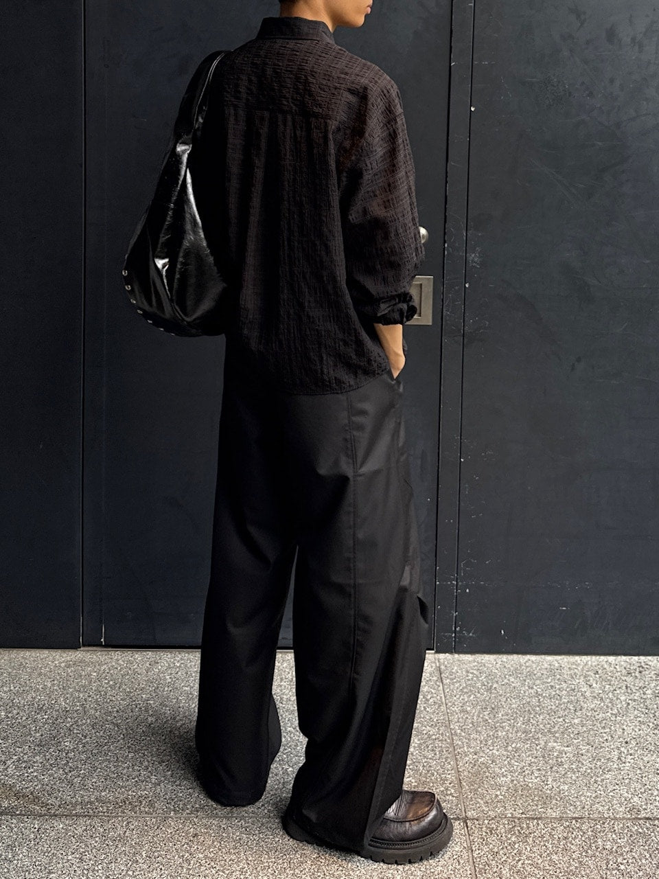 東京店WEB限定受注制【Chikashitsu +】cropped check sheer shirt / 【チカシツプラス】クロップドチェックシアーシャツ (3color)