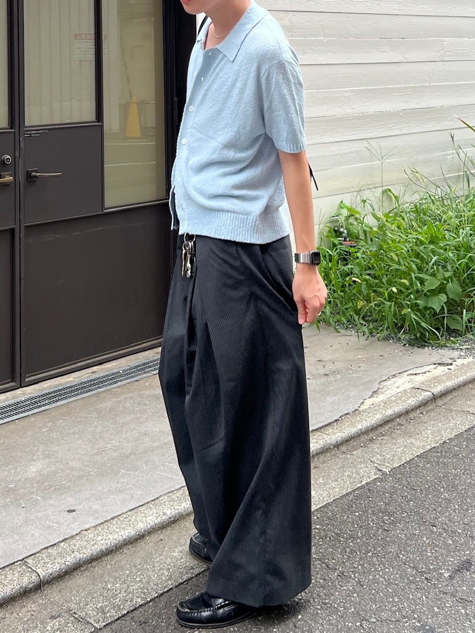 東京店WEB限定受注制【Chikashitsu +】boucle knit polo cardigan (2color) / 【チカシツプラス】ブークレニットポロカーディガン (2color)