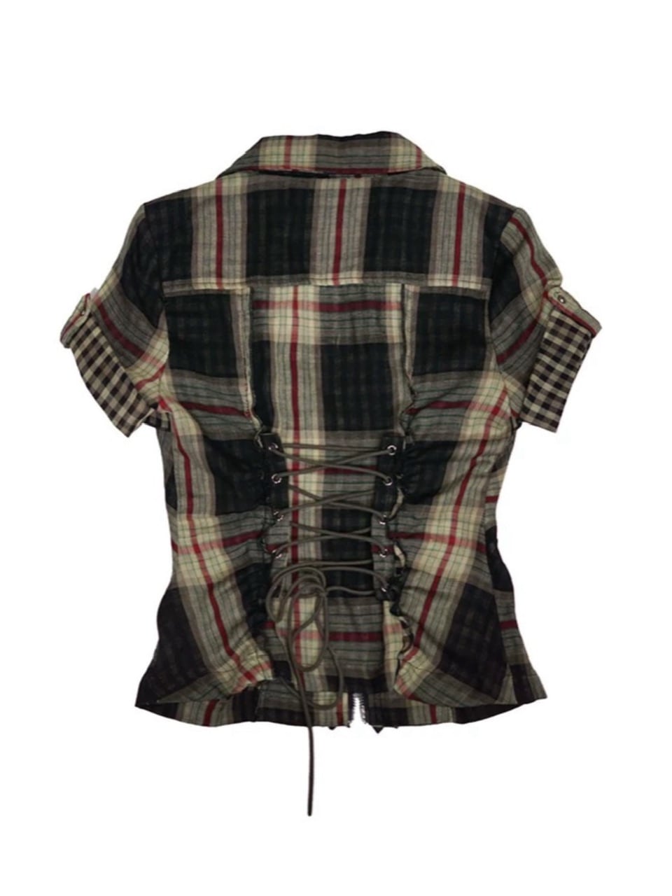 【Cest Nous】Lace Trim Plaid Shirt / 【セヌー】レースフリルチェックブラウス