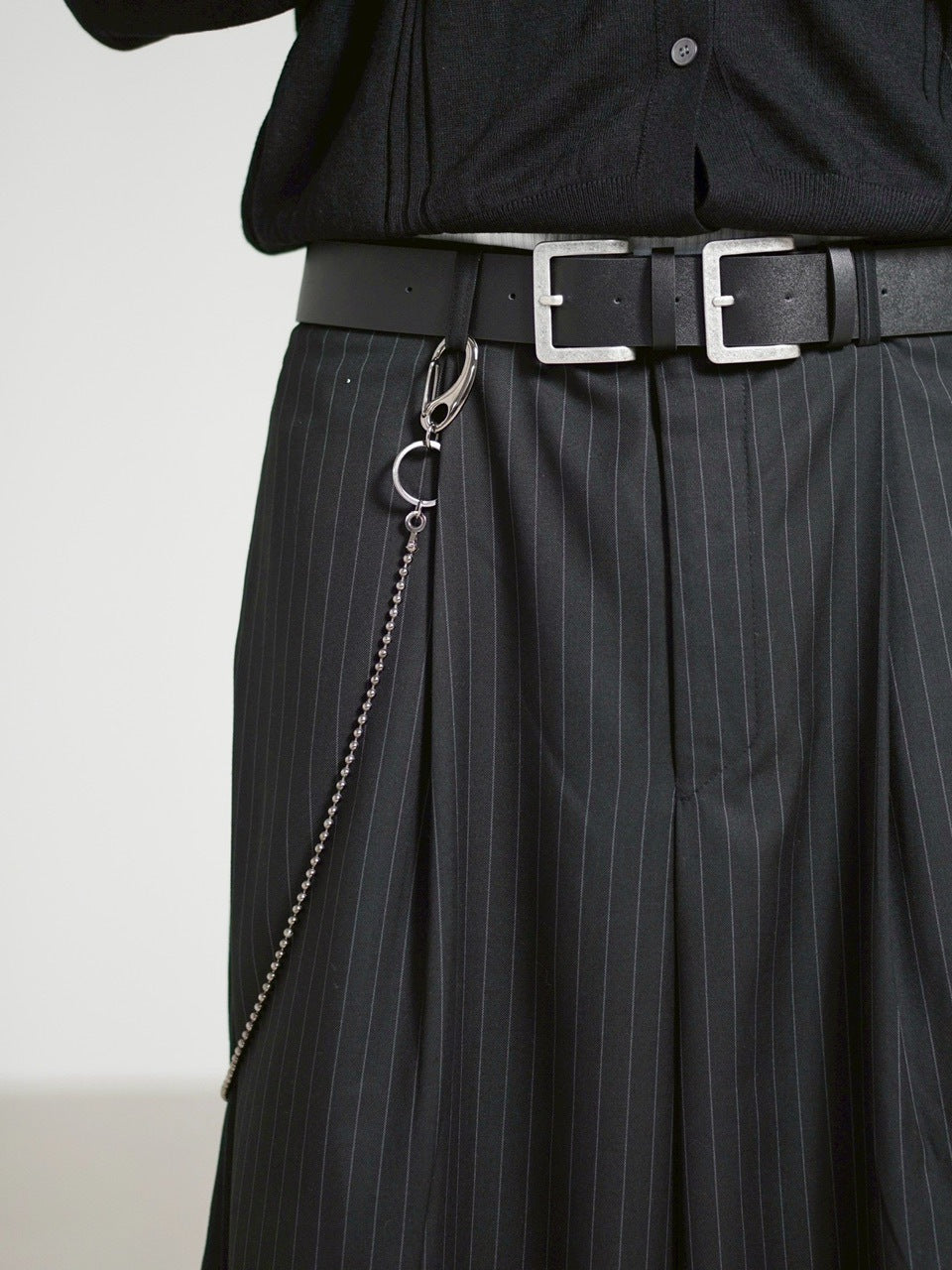 受注制【Chikashitsu +】draw cord stripe wide slacks / 【チカシツプラス】ドローコードストライプワイドスラックス (2color)