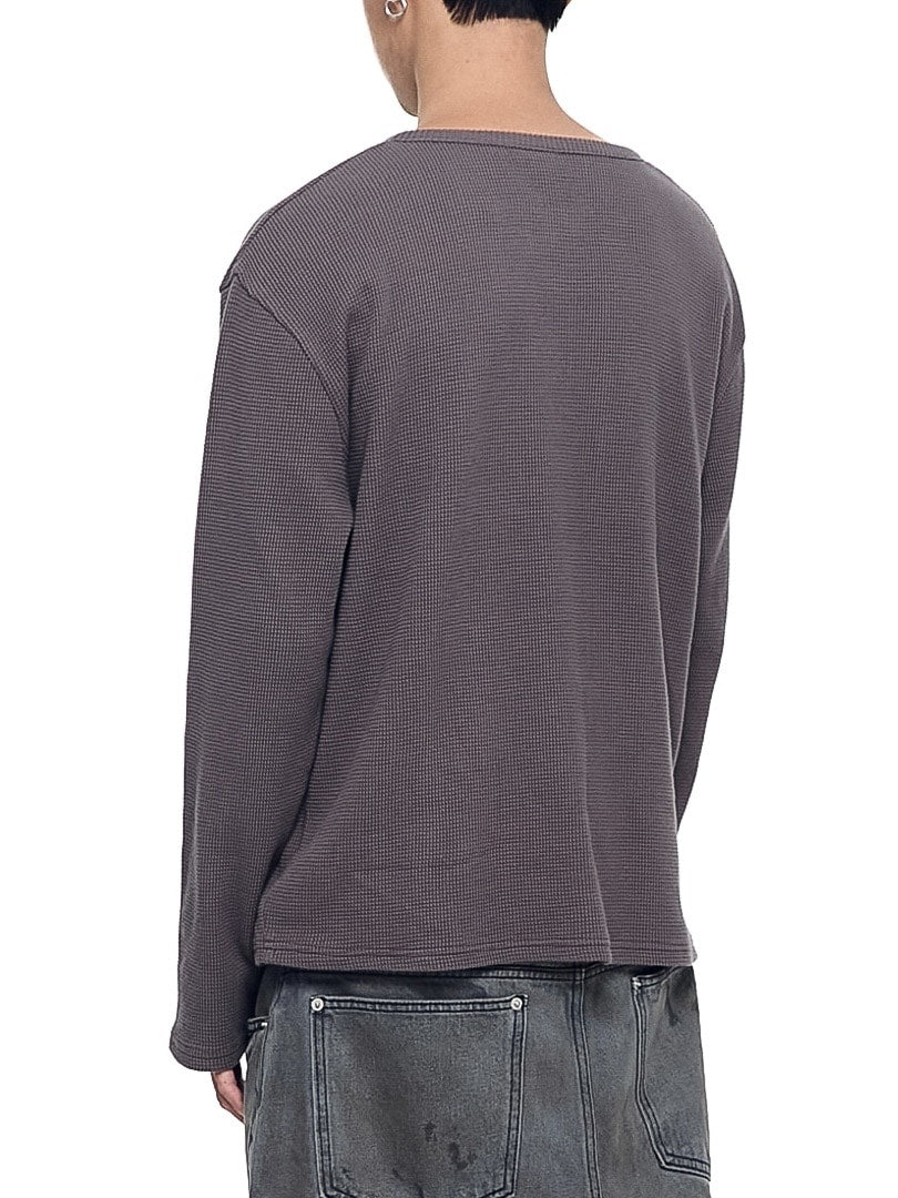【AAKAM】Waffle Henry Neck Long Sleeve