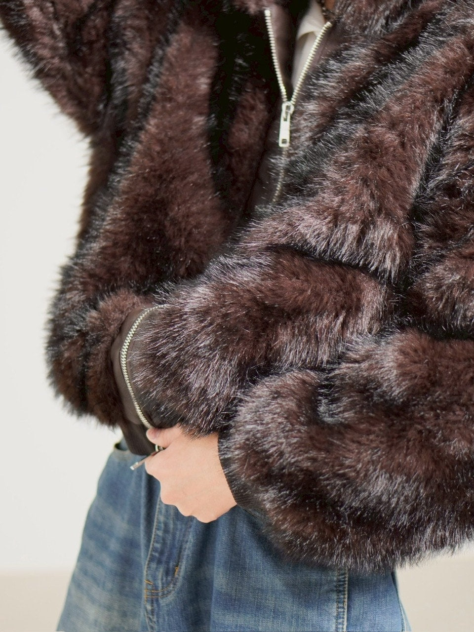 受注制【Chikashitsu +】oversized hooded fur blouson / 【チカシツプラス】オーバーサイズフーデッドファーブルゾン (4color)