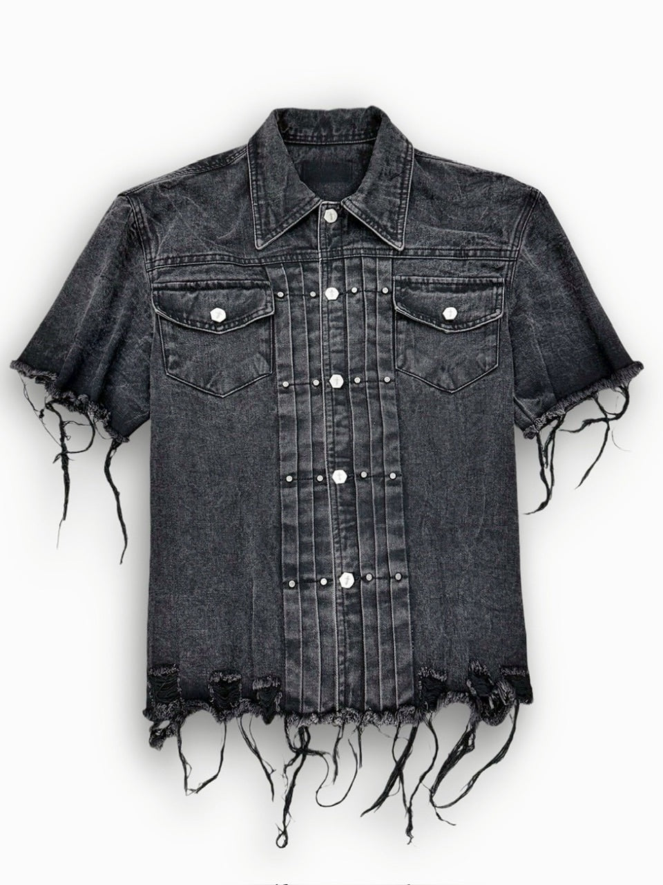 1/2 20:00再販【RICH】Knight Wide Waxed Shirt / 【リッチ】クロスバック半袖デニムシャツ