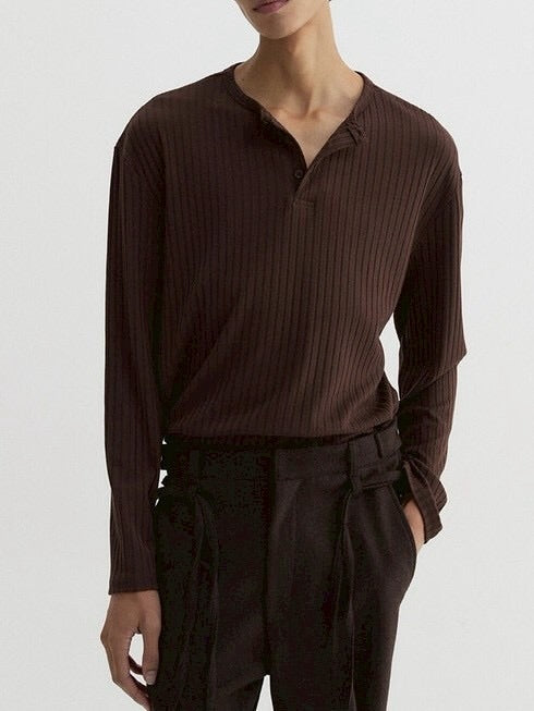 【DNSR】Ribbed Henley Long Sleeve