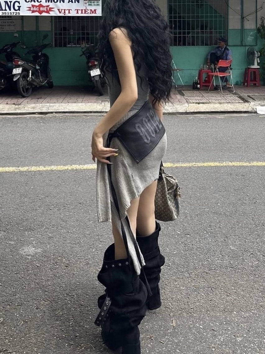 【GATELESS】BELT BUCKLE LOOSE LONG BOOTS / 【ゲートレス】ベルトバックルルーズロングブーツ