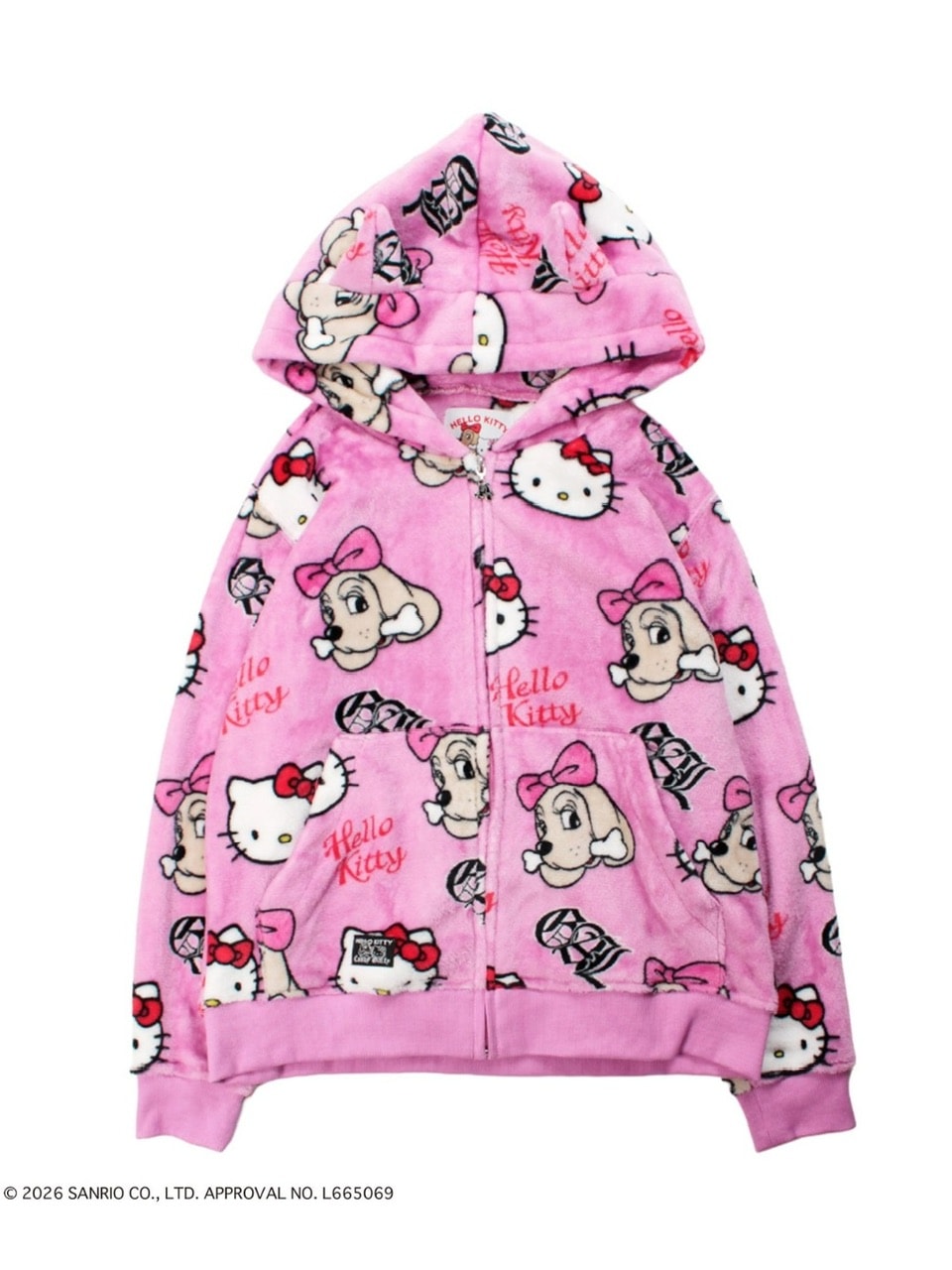 【GALFY×KITTY】ラブリーふわもこ3ピースSET UP / 【ガルフィー×キティー】総柄猫耳３ピースセットアップ