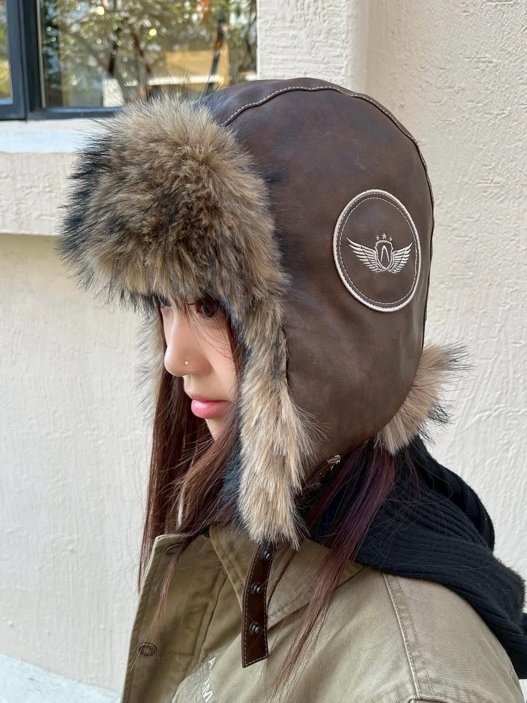 【AAKAM】Biker Leather Earflap Hat
