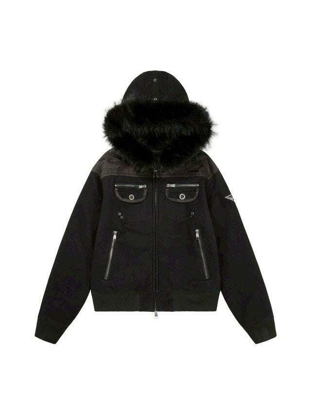 【AAKAM】Fur Camo Contrast Jacket
