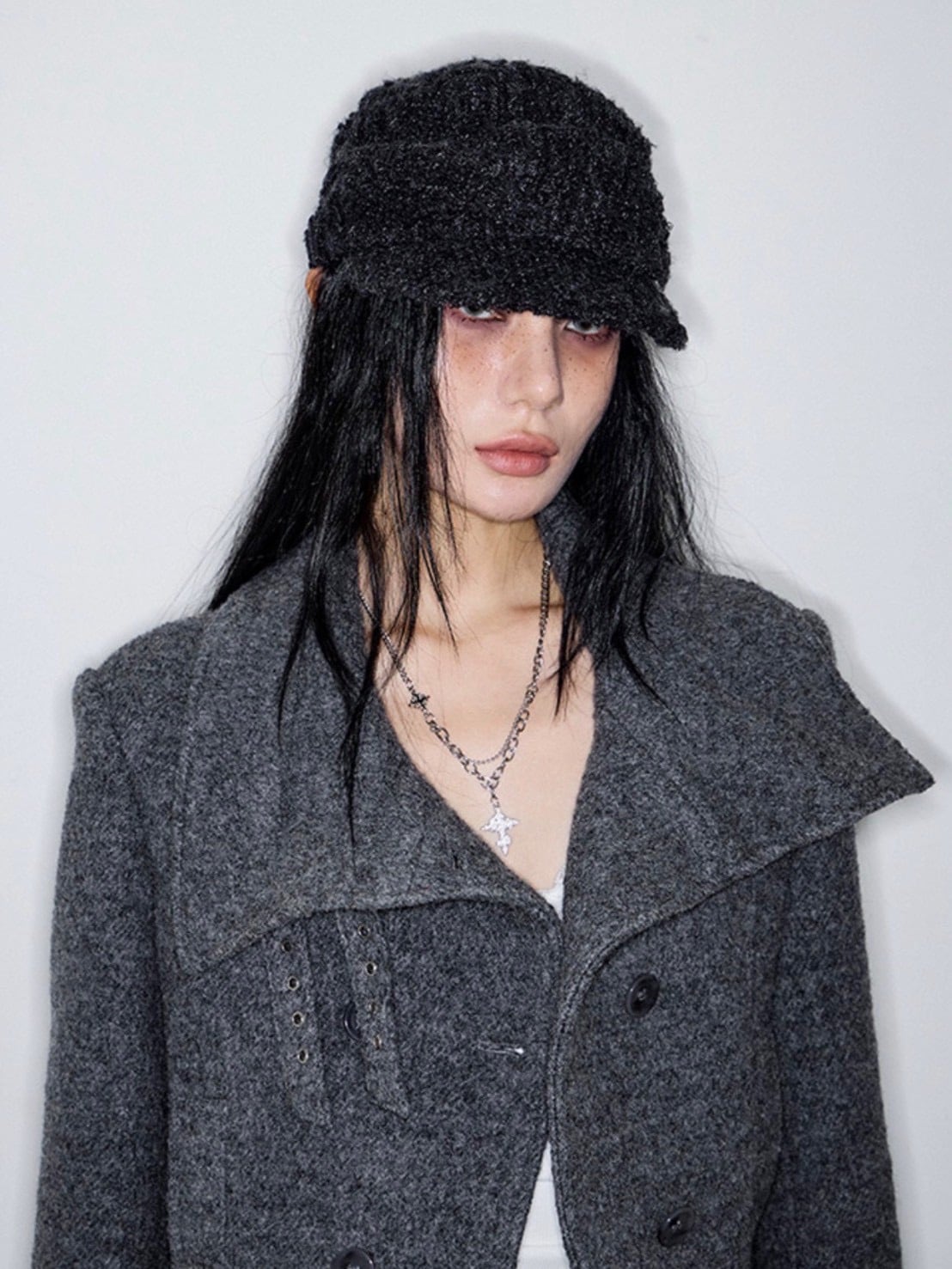 【NOT KNOWING】Double Belted High-Neck Coat