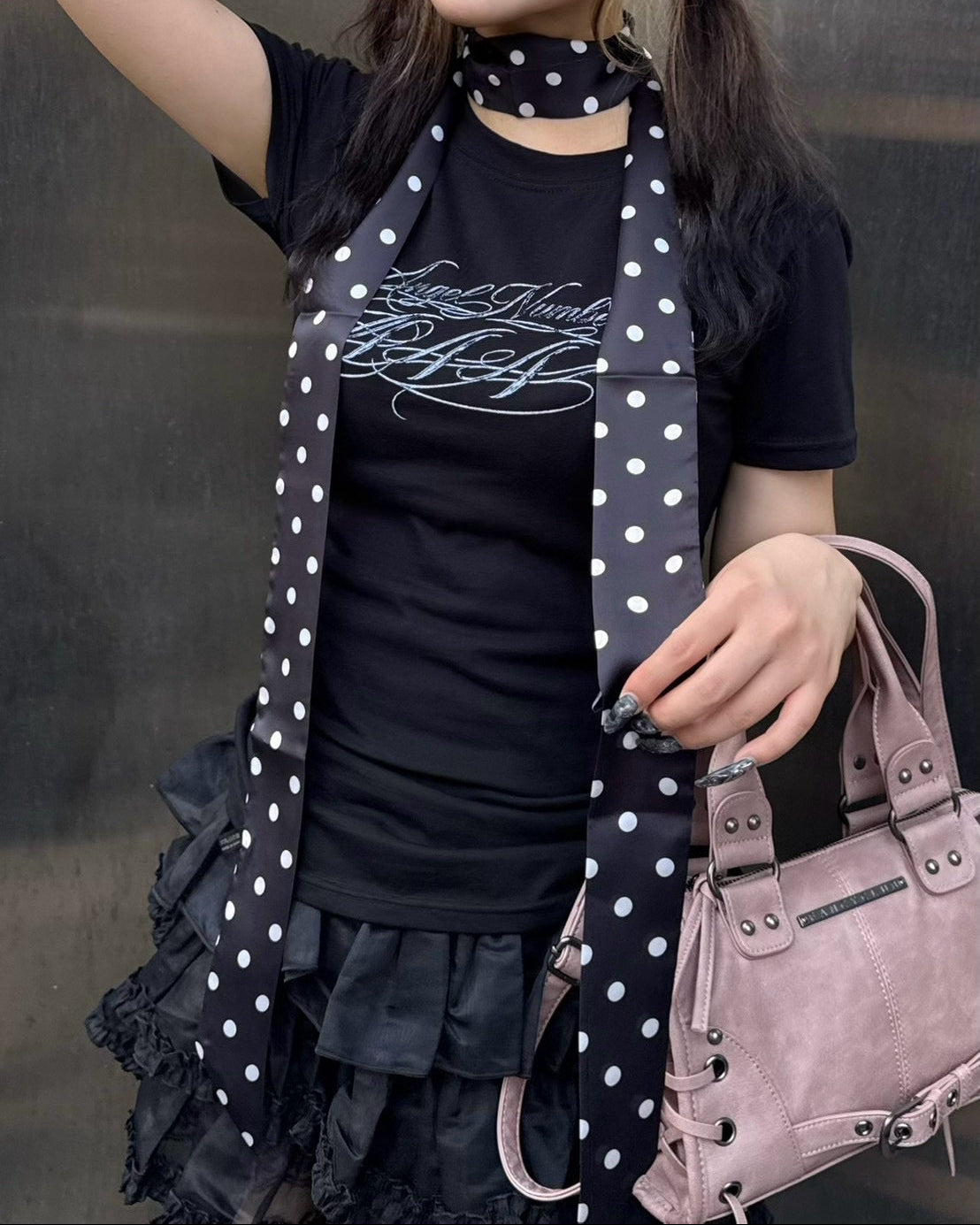大阪店 WEB限定 受注制【Never mind the XU】Dot Ribbon Scarf
