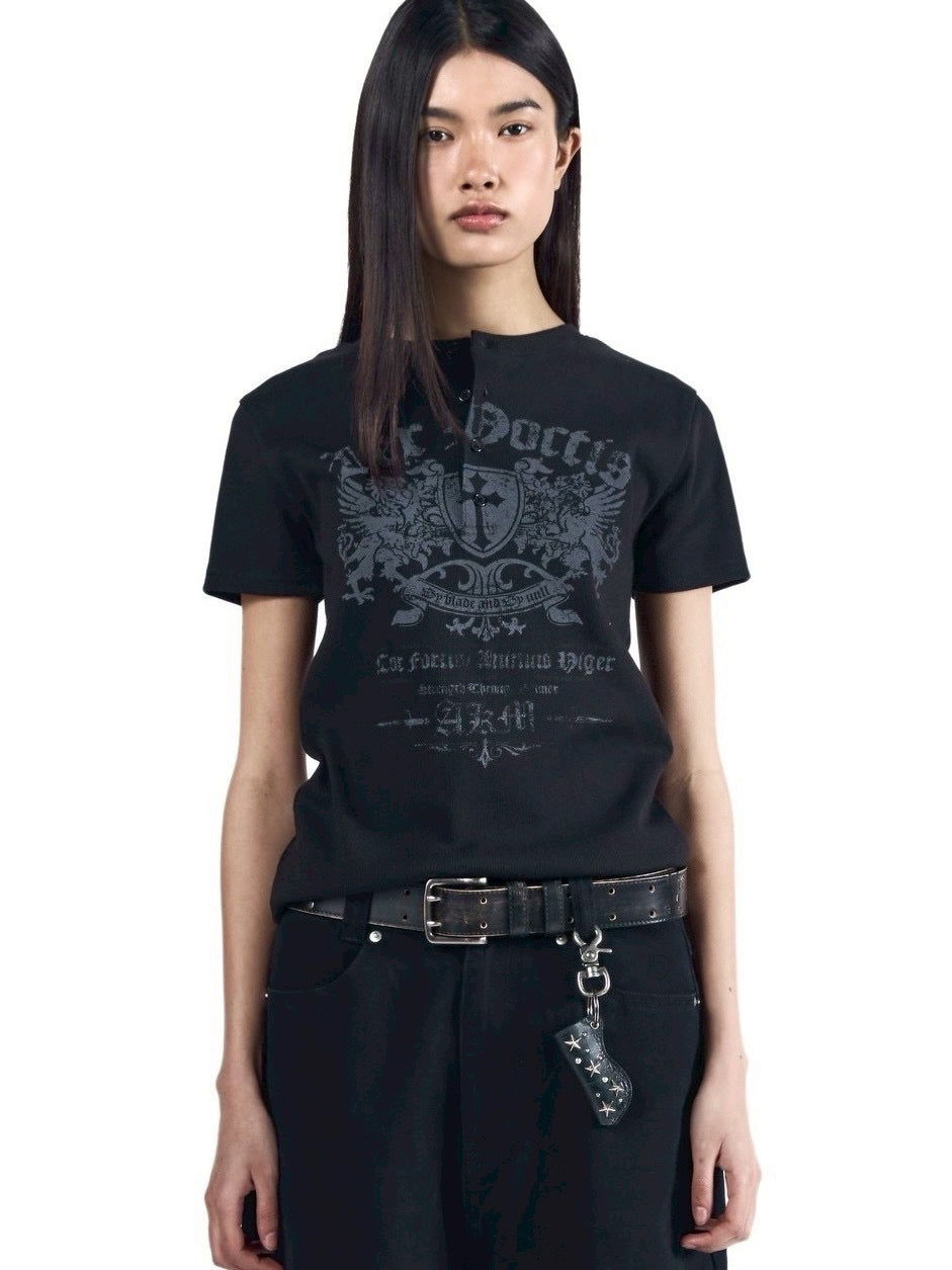 【AAKAM】Shield Henry Neck Half Top