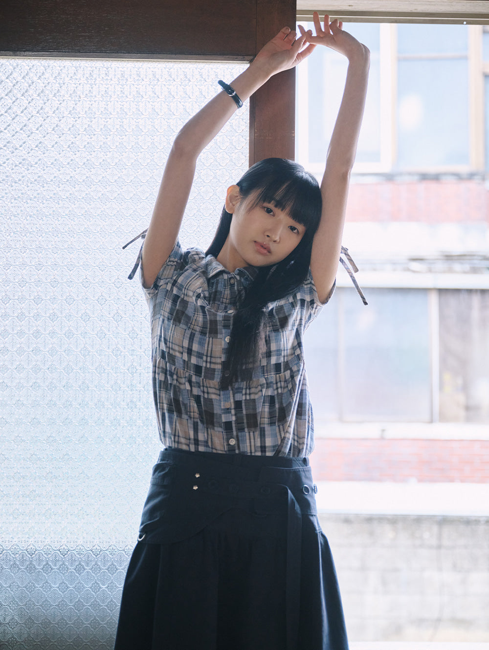 【TUOMIO】PUFF SLEEVES RIBBON BLOUSE