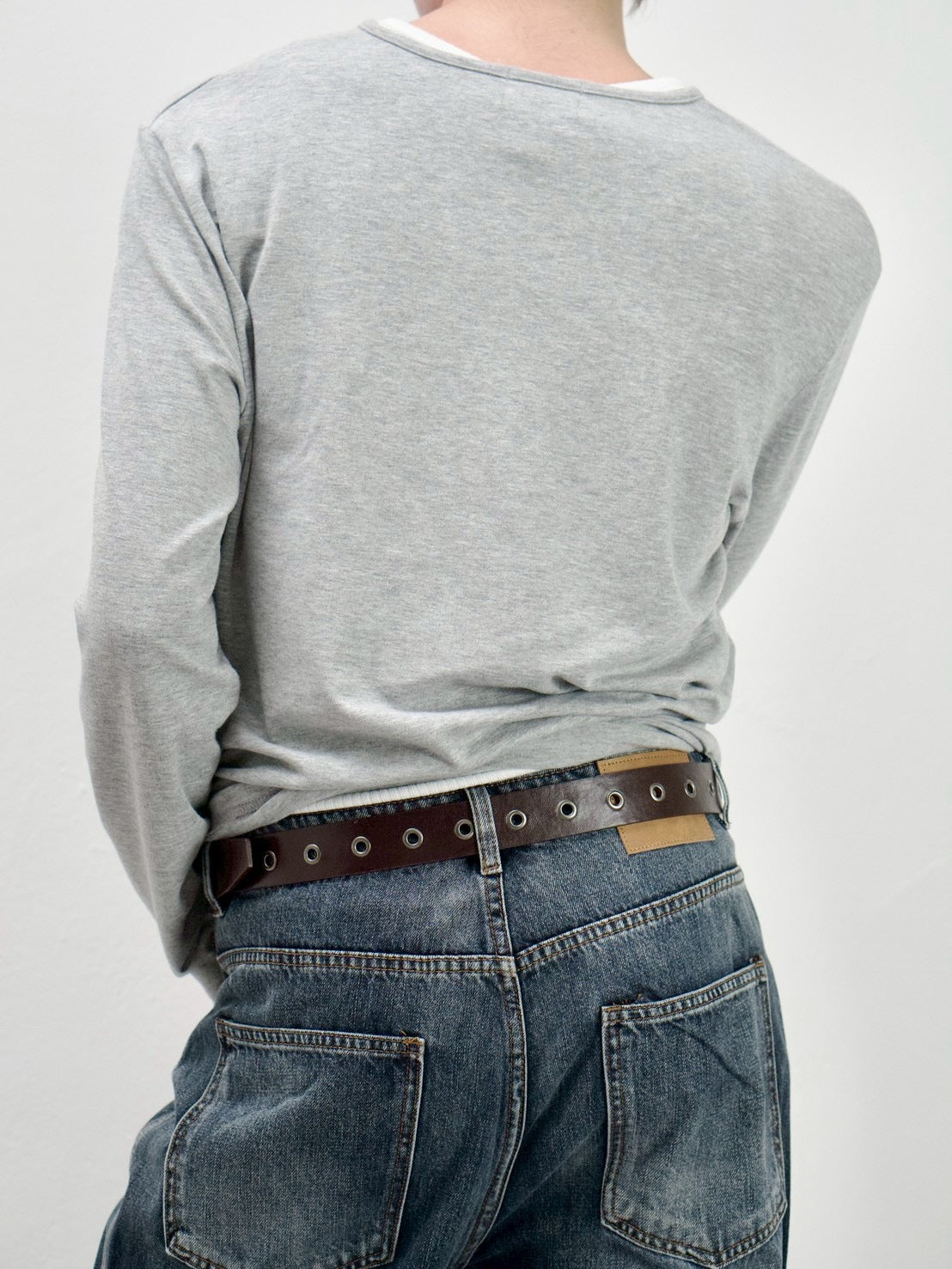 受注制【Chikashitsu +】vegan leather eyelet belt (2color)
