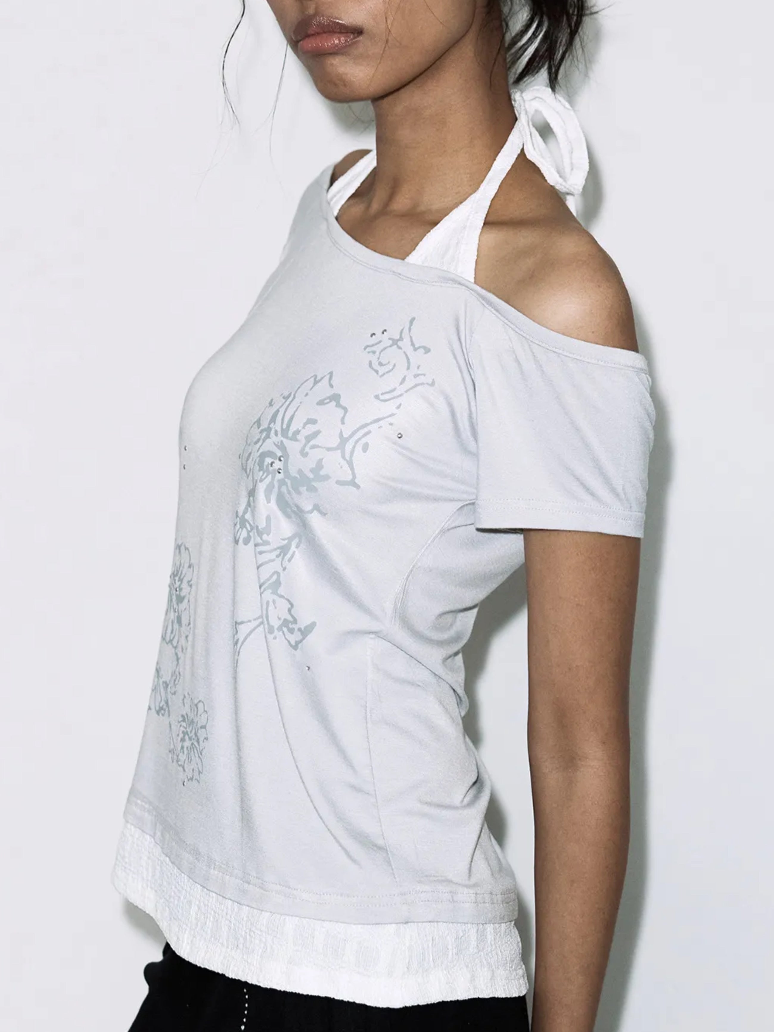 【FANCY CLUB】ROSY HALTER OFF-SHOULDER TOP